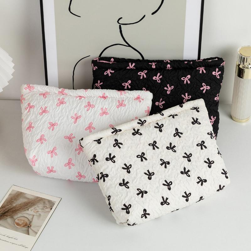 

Large Capacity Makeup Bag for Women Bow Knot Cosmetic Pouch Travel Toiletry Bag Cute Portable Case Cosmetic Organizer for Purse