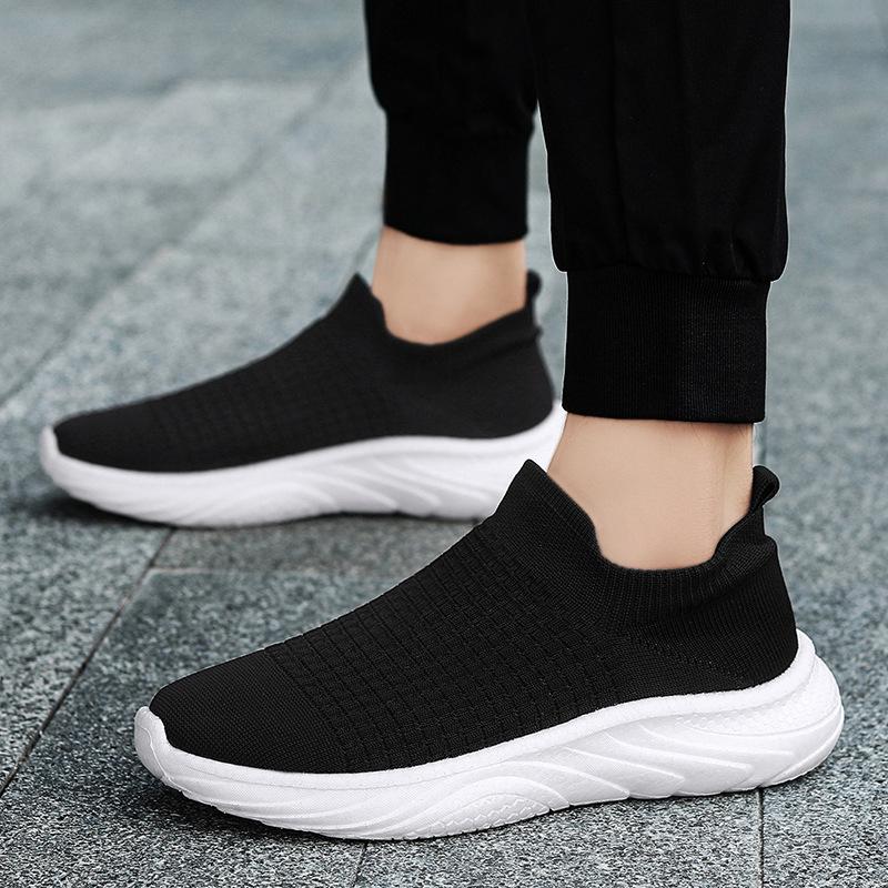 25 Spring Breathable Fly Weaving Casual Convenient and Comfortable Sports Shoes Couple Men's and Women's Socks Shoes One Pedal Shoes