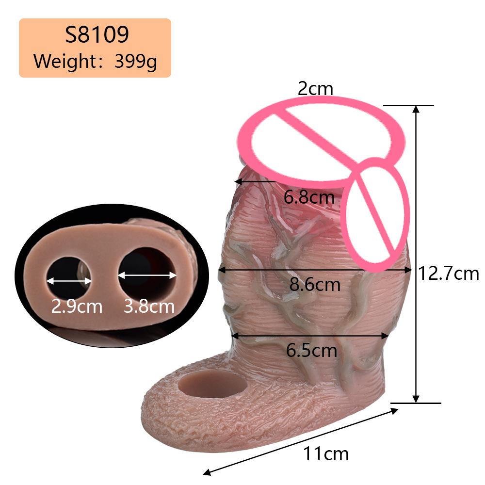 Male Dildo Sleeve Silicone Penis Sleeve with Cock Ring, Realistic Penis Enlarger Sleeve Men Penis Cover,Prolong Ejaculati (Skin)