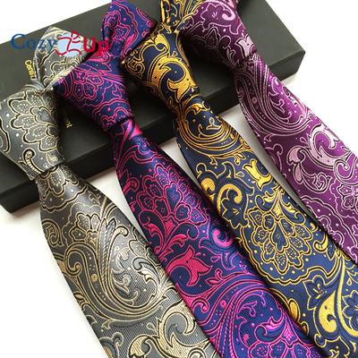 3,15"(8 cm) Modische gestreifte Paisley-Krawatte für Herren, karierte Blumenkrawatte für Hochzeit