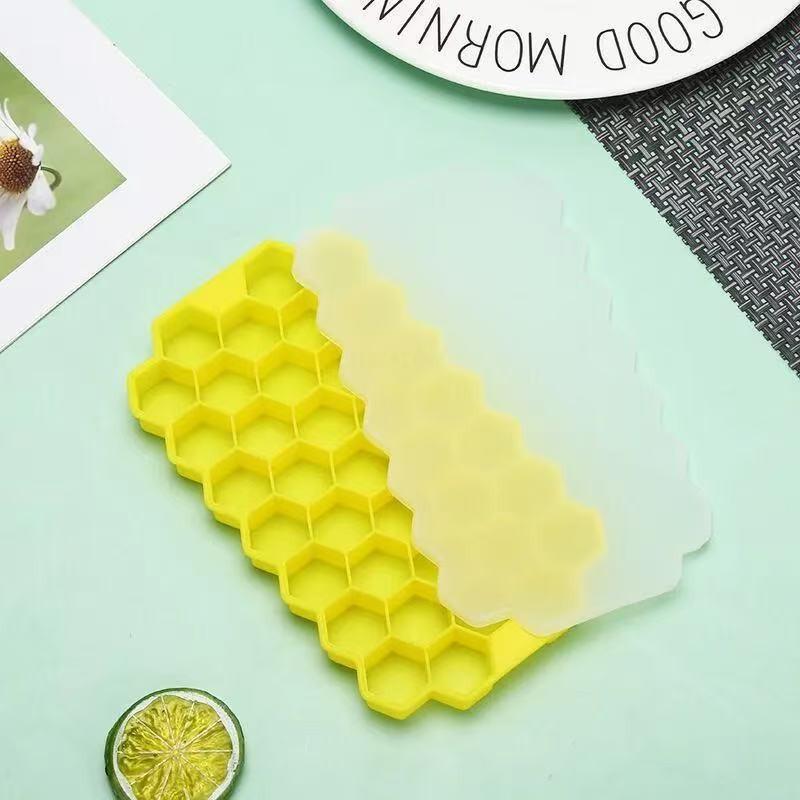 37-Hole Honeycomb Silicone Ice Cube Tray for Fruit and Juice 37-hole Honeycomb with Lid