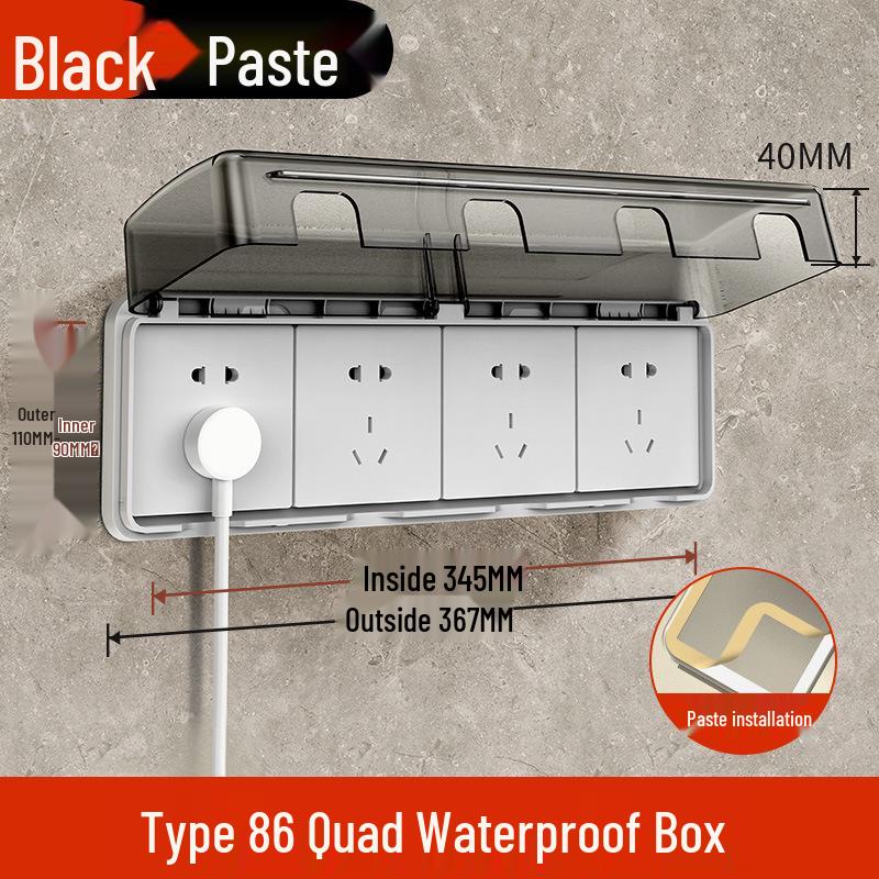 Type 86 Waterproof Bathroom Switch Socket Cover - Transparent Adhesive Splash Box for Power Protection