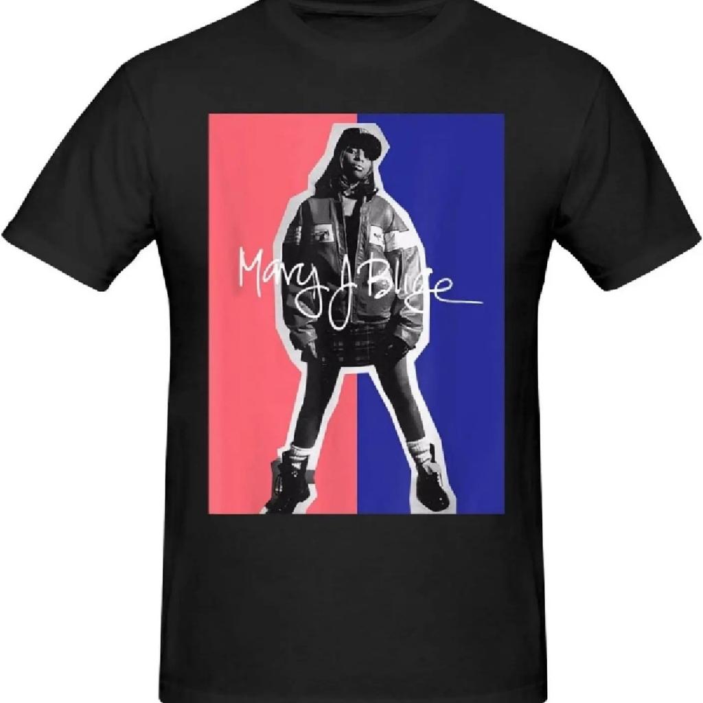 Mary Music J. Blige Shirt Men's Personalised Short Sleeve T Shirt Fashion Graphic Tees Cool Casual Tops Black