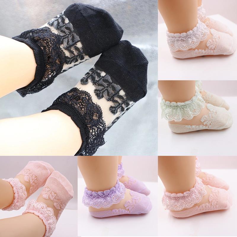 

Детские летние носки, кружевные милые цветочные носки принцессы, первые ходунки для девочек, для новорожденных и малышей M белый