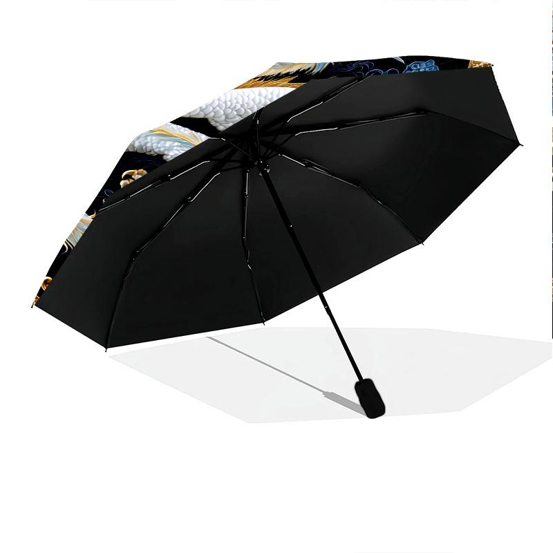 Dragon pattern, automatic folding umbrella, portable and foldable design, 8 ribs, a Christmas or birthday gift.