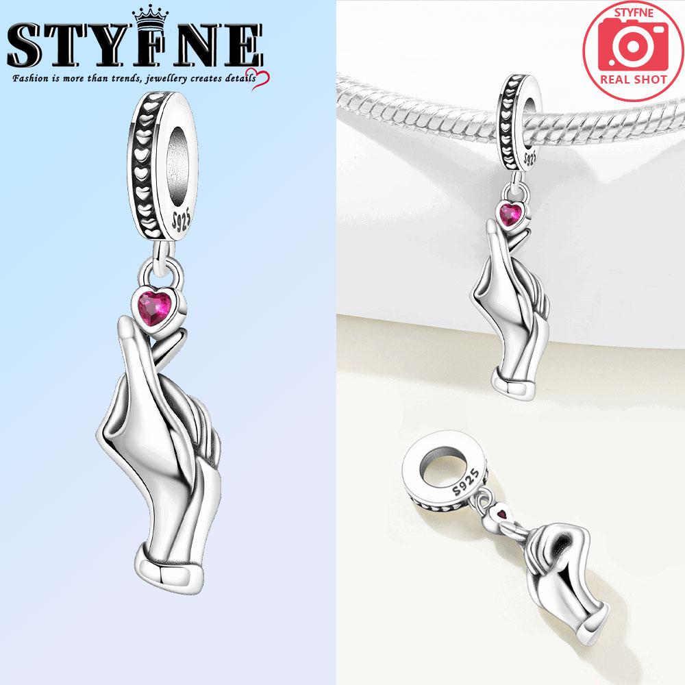Copper Couple Gesture Heart Lock Key Combination Charms Beads Pendant For Original Bracelet Woman Girl Jewelry