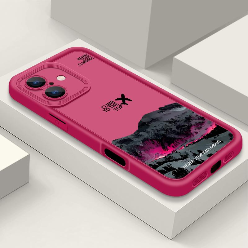 For iPhone 16E 15 Pro Max 14 Pro 13 12 11 XR XS 8 7 Cover Airplane Mountain Pattern Lens Protection TPU Shockproof Soft Silicone Phone Case Shell