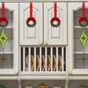 6Pcs/set Mini Christmas Cabinet Wreath with Ribbons Faux Berries and Bows Holiday Artificial Wreath Front Door Sign