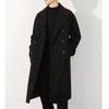 Men's Black Double-Breasted Wool Trench Coat - Autumn/Winter Mid-Length Style