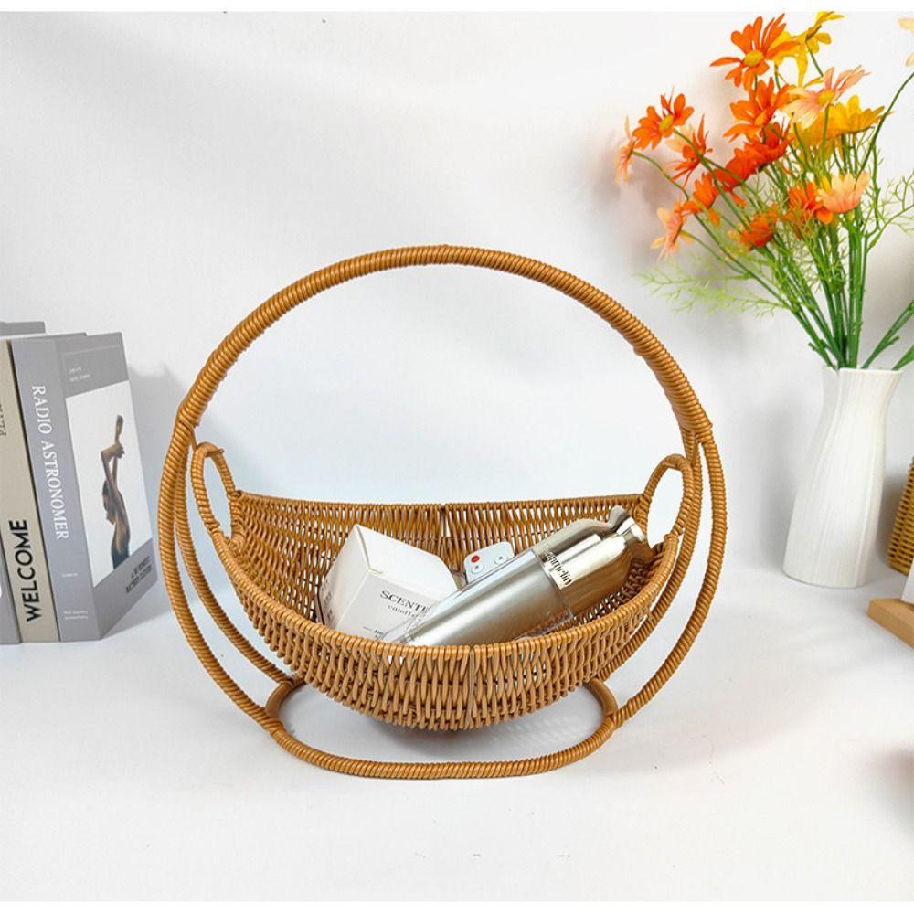 Imitation Vine Weaving Woven Storage Basket With Handle Multipurpose Storage Basket  Home Kitchen