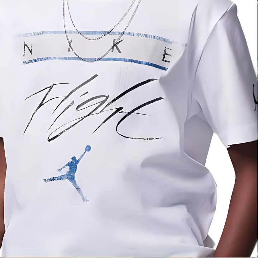 Jordan Flight Series Logo Print Round Neck Pullover Soft Comfortable Casual Sports Short Sleeve T-Shirt Kids Tops White HM4742-100