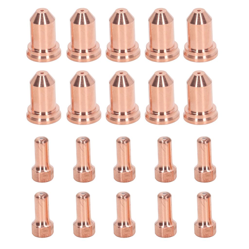 20Pcs Plasma Cutting Torch Nozzles Electrodes Brass Strong High Temperature Resistant Nozzles Electrodes Set for PTM 80