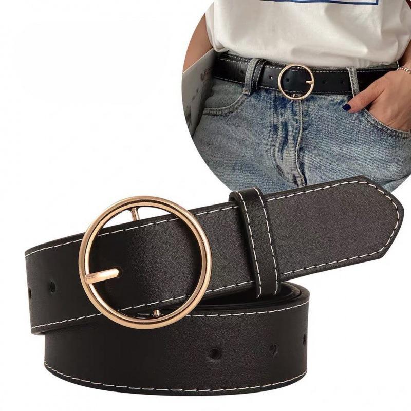 Vintageinspired Chic Belt With Durable Pu Material And Stylish Buckles For Looks Trendy