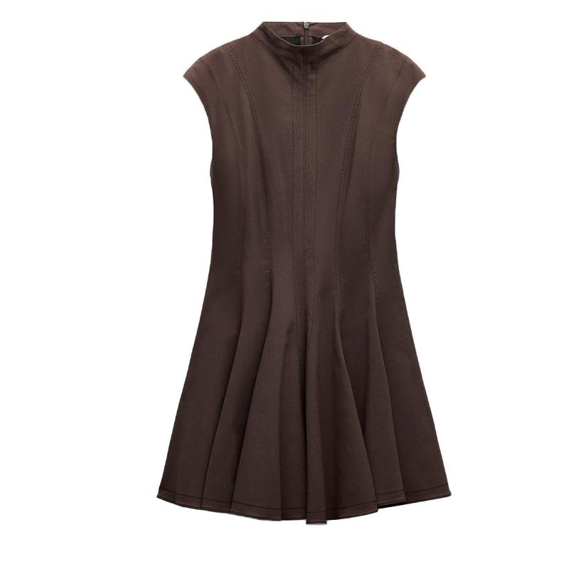 Spring New Arrival Women's Clothing French Style Graceful and Fashionable Wave Wide Swing Mini Sleeveless Dress 8841460