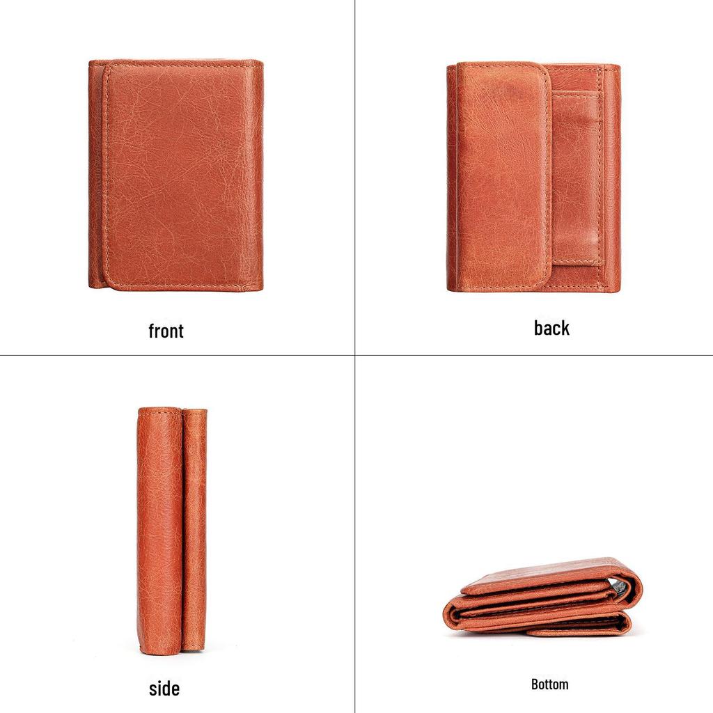 Erkek Retro Hakiki Deri Üç Katlı Hırsızlığa Karşı Cüzdan - El Yapımı, Geniş Kapasiteli, Çok Fonksiyonlu Bozuk Para Cüzdanı