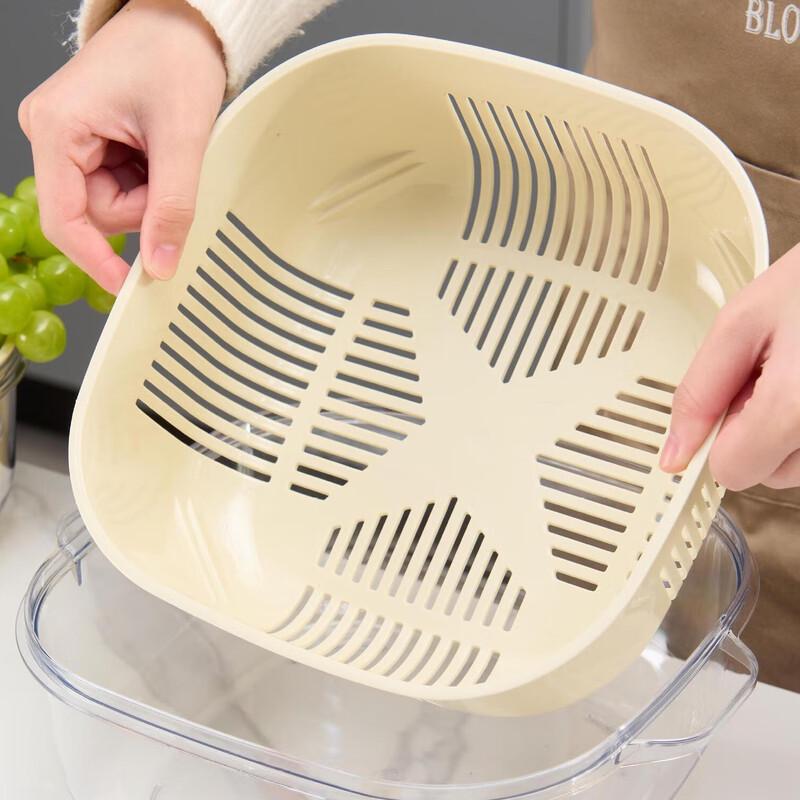 Cream-Style Oval Draining Basket Set