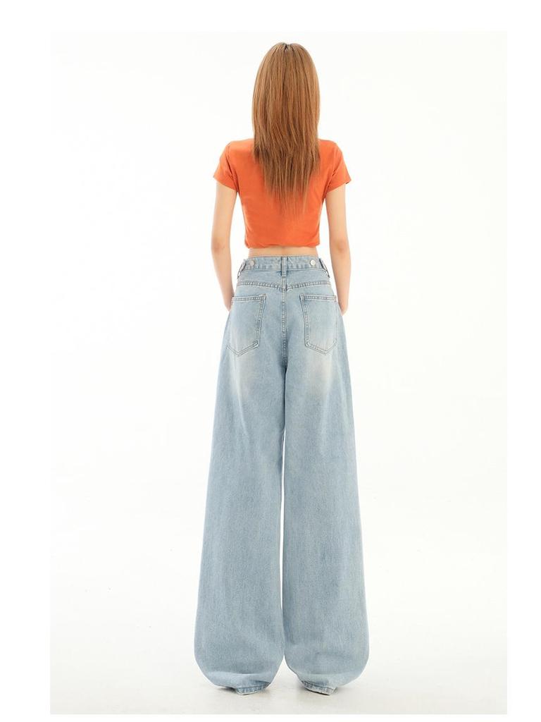 Damen High Waist Ripped Spitze Straight-Leg Loose Jeans - Sommer 2025