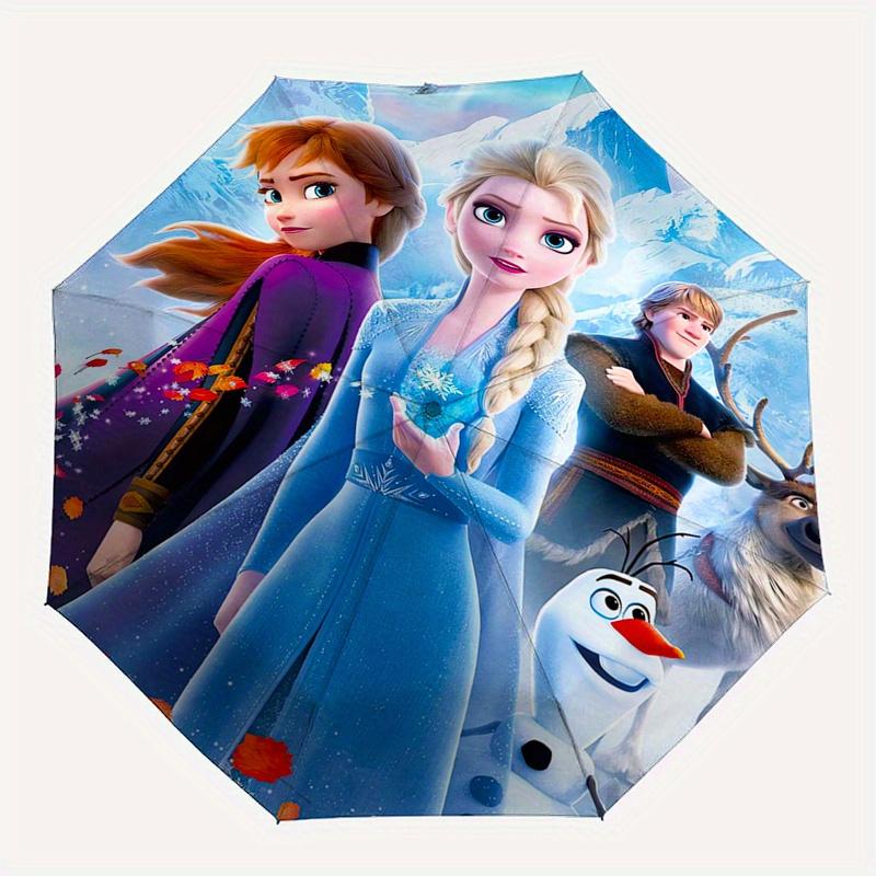 Disney Frozen, Elsa Themed Automatic Opening and Closing Folding Umbrella, Portable - Durable, 8-rib Umbrella Frame, Very Suitable for Busin
