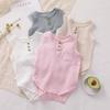 Summer Infant One-piece Clothes 0-3Y Newborn Cotton Gauze Bodysuit Baby Girl Boy Sleeveless Button Design Breathable Romper