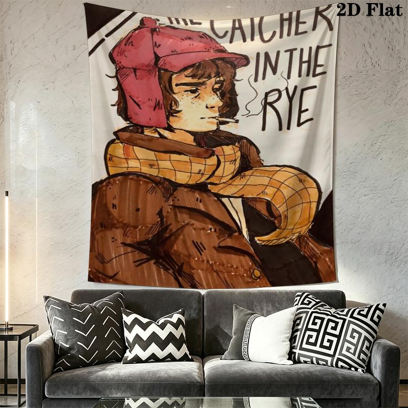 Holden Caulfield Wall Tapestry Aesthetic Wall Hanging Printed Fabric Blanket Decorative Tapestries for Bedroom Living Room Home Decor