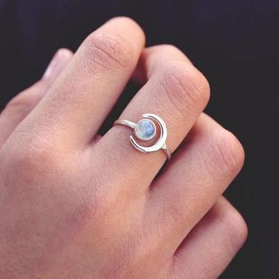 Elegante Ringe zum Öffnen mit Opal-Imitation und Monddesign, schicke süße Fingeraccessoires für Mädchen, modischer zarter Partyschmuck