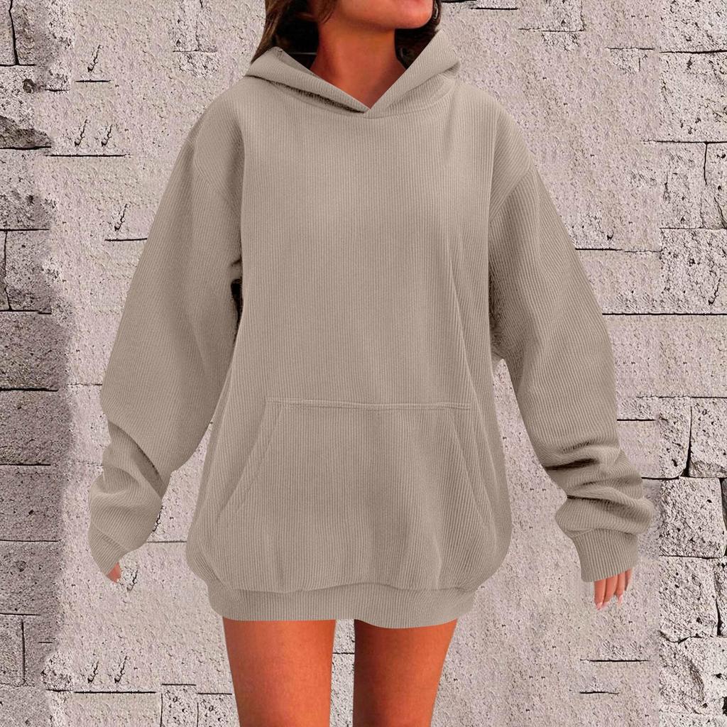 Damen Oversized Sweatshirts Fleece Hoodies Langarm Pullover Outfits Mit Tasche