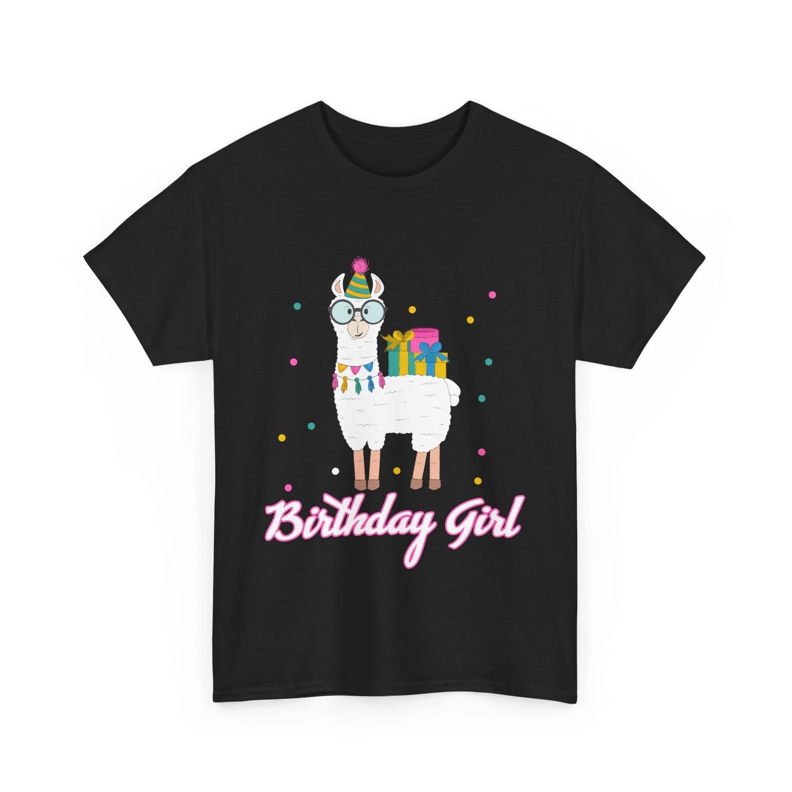 Llama Shirt, Birthday Girl Llama T-shirt, Animal Llama Lovers Girls Women Shirt 2XL