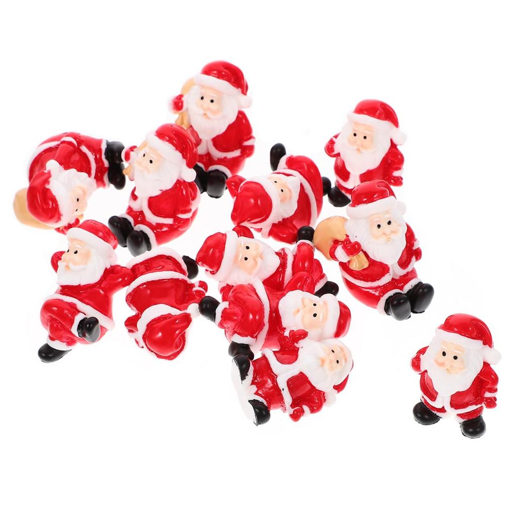 POPETPOP Christmas Santa Claus Figurines, Ornaments, Miniatures, 12 Pieces (Mixed Styles Shipped)