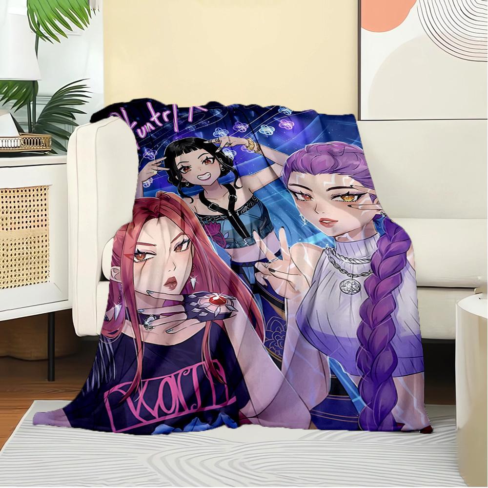 K-POP Anime Girls Group  Four Seasons Soft Warm Blanket  All-Season Thick Knit Polyester Bedspread for Bed, Camping, Travel  Perfect Gift