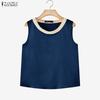 Women Casual Pear Splice Round Neck Loose Sleeveless Vest Tops