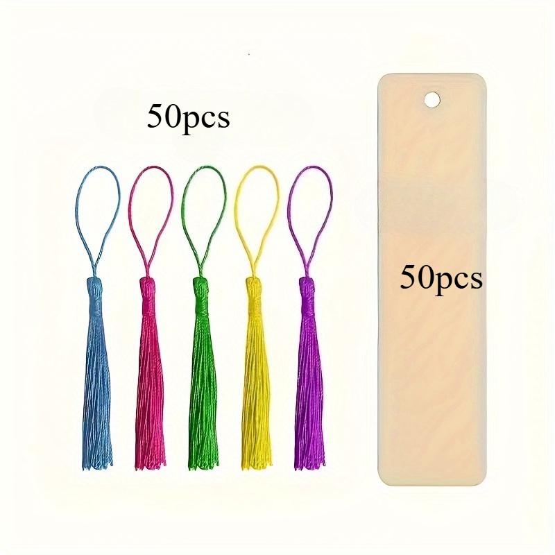 Blank Wooden Bookmarks for Crafts and Gift Tags - DIY Wood Craft Bookmark Set with Colorful Tassels, Multipurpose Hang Tags