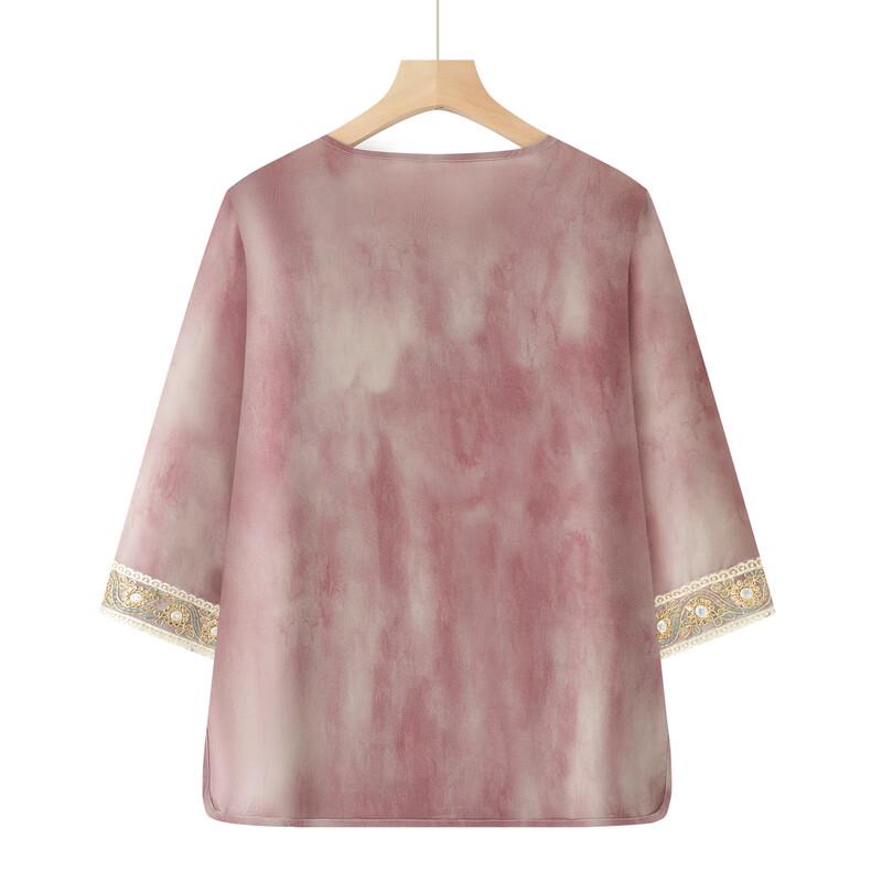 Elderly Women's Plus Size Chiffon Floral T-Shirt