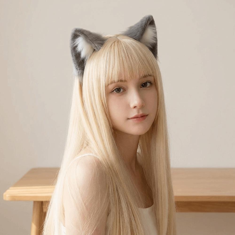 Artificial Cosplay Animal Cat Ears Headband Furry Gothic Lolita Ears Headwear Reusable Lolita Gothic Headband Adults