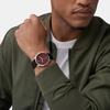 Fossil Men's Silver Stainless Steel, Burgundy Dial l FS6016
