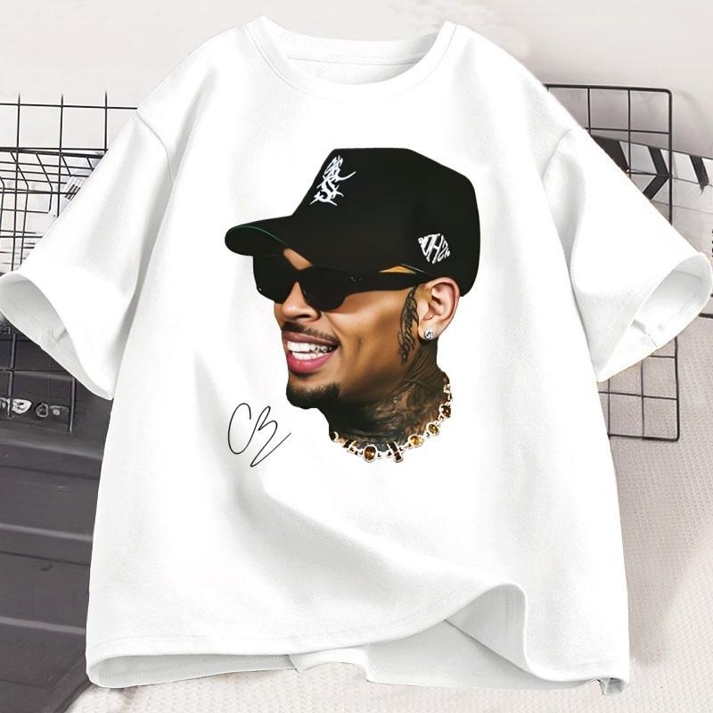 Chris Brown TShirt Breezy Bowl XX Rapper T Shirt Casual Short Sleeve Round Neck Tshirt Concert Music Hiphop Unisex Women Clothing