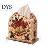 Handmade Craft Project for Adults DIY Christmas Faux Pearl Art Painting Tissue Box Holder, 3D Rhinestone Beads Gingerbread Man Crafts Gem Holder