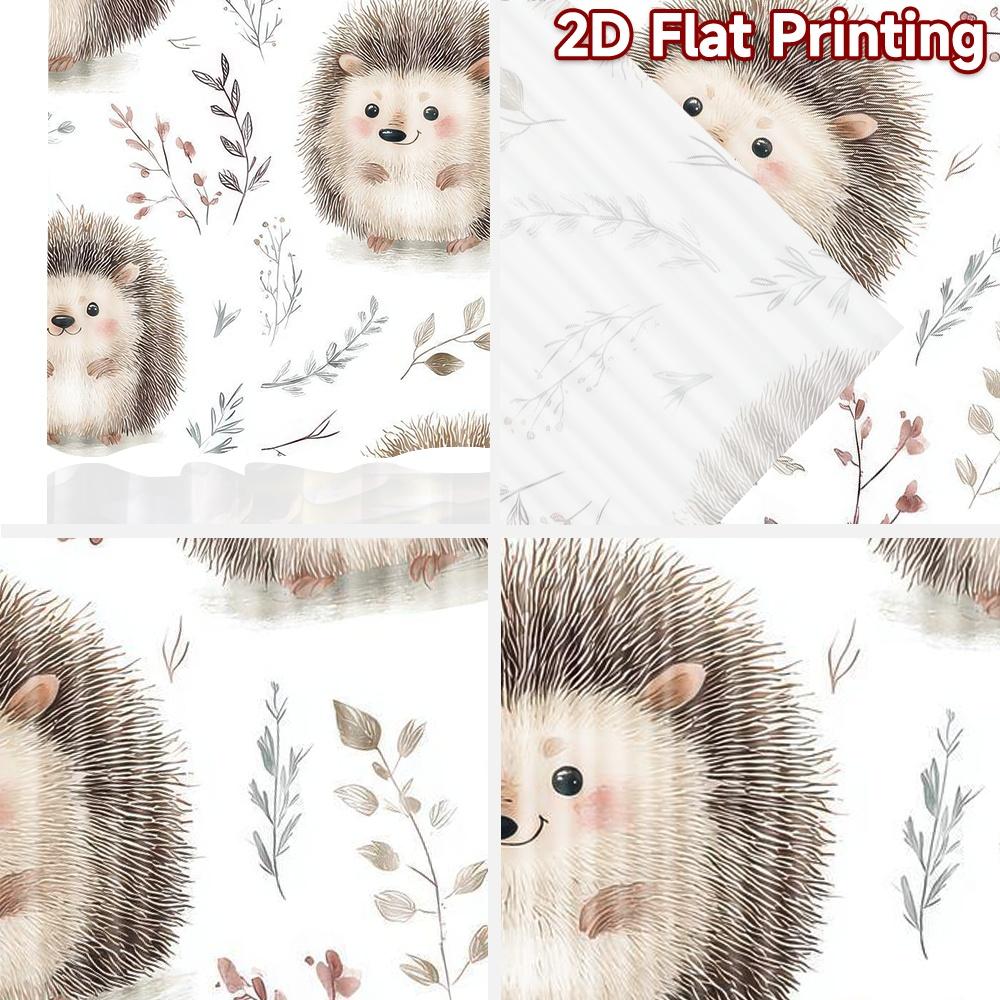 2D flat Photography Backdrop Scene Backdrop Cute Hedgehogs and Leaves 100% Polyester Festive Holiday Use for Bedroom