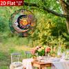 Moon & Sun Wind Spinner. Round Kinetic Metal Art for Indoor/outdoor Holiday Gifting.