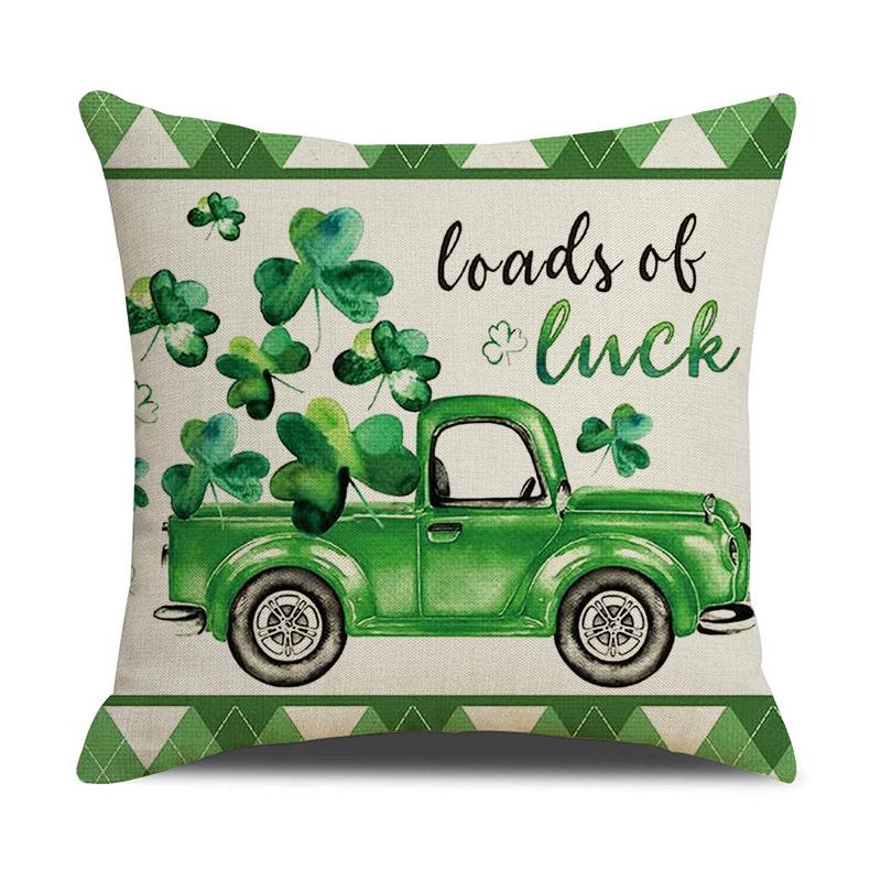 St. PASCAL's Day Four-leaf Clover Pillow Waist-leaning Ins Green Plant Sofa Pillow Cushion Cover