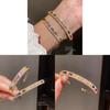 Bracciale a polsino a doppio strato quadrato con zirconi geometrici per un look da ufficio alla moda