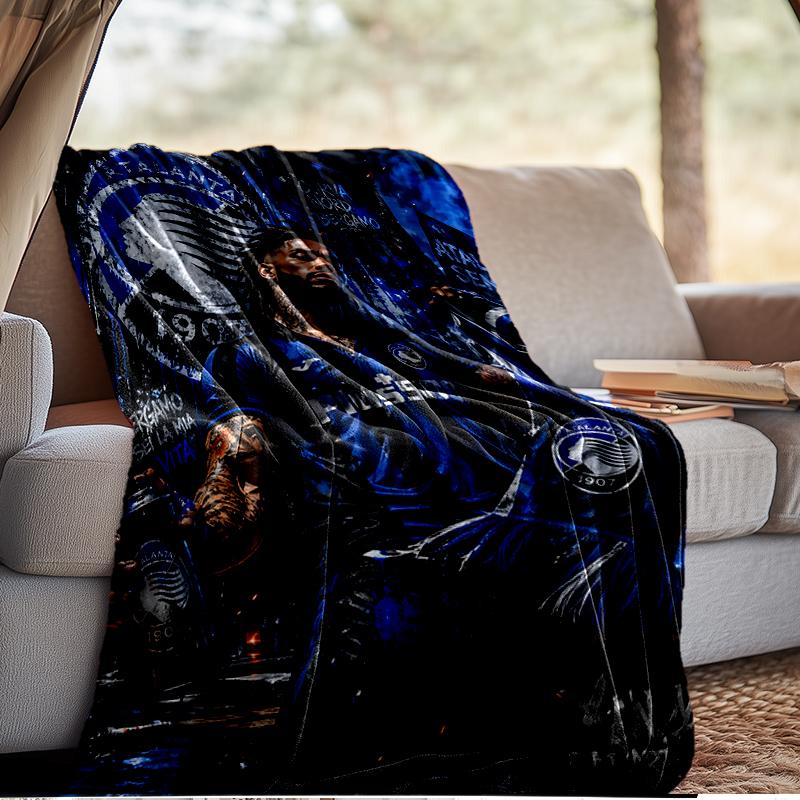 Coperta da Calcio Atalanta Leggera Ideale per il Letto Perfetta per Viaggi, Campeggio, Soggiorni, Uffici, Divani, Regalo di Natale per tifosi