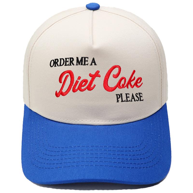 Diet Coke Embroidery Color Matching Truck Driver Baseball Cap Fun Men's and Women's Casual Shade Dad Hat