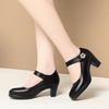Cheongsam shoes model catwalk high heels thick heel women's shoes waterproof table women's single shoes black work shoes