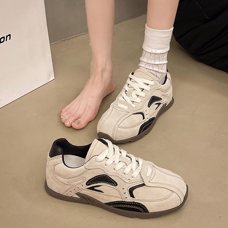 Dexun Shoes Women's 2025 Spring New Flat-bottomed Casual Sports Women's Shoes Student Little White Shoes Lightweight Running Shoes