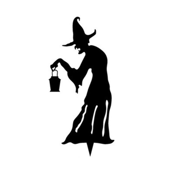Yousheng 1/3Pcs Halloween Witch Decorative Garden Stake Weather-proof Metal Outdoor Patio Yard Lawn Spooky Witch Silhouette Sign Stake Ornament