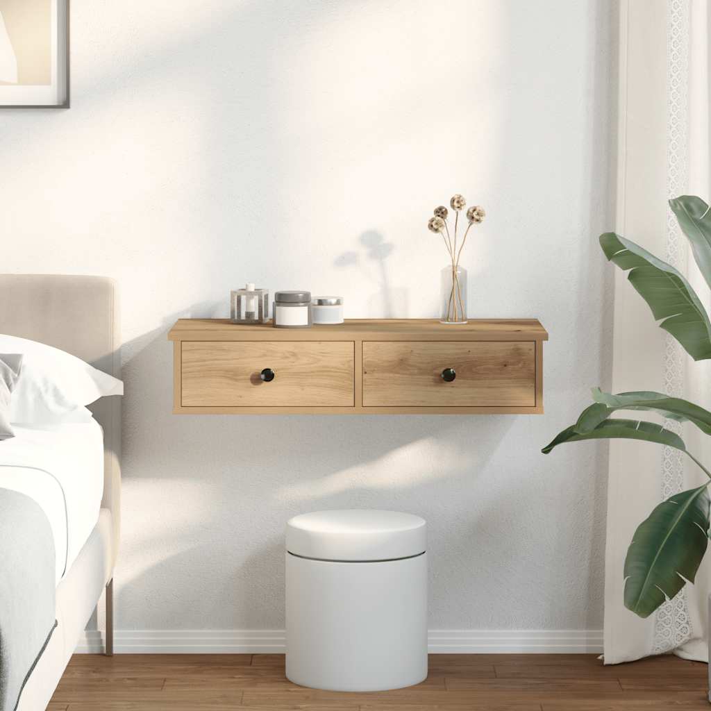 VidaXL Wandregal mit Schubladen Artisan-Eiche 80x31x17cm Holzwerkstoff