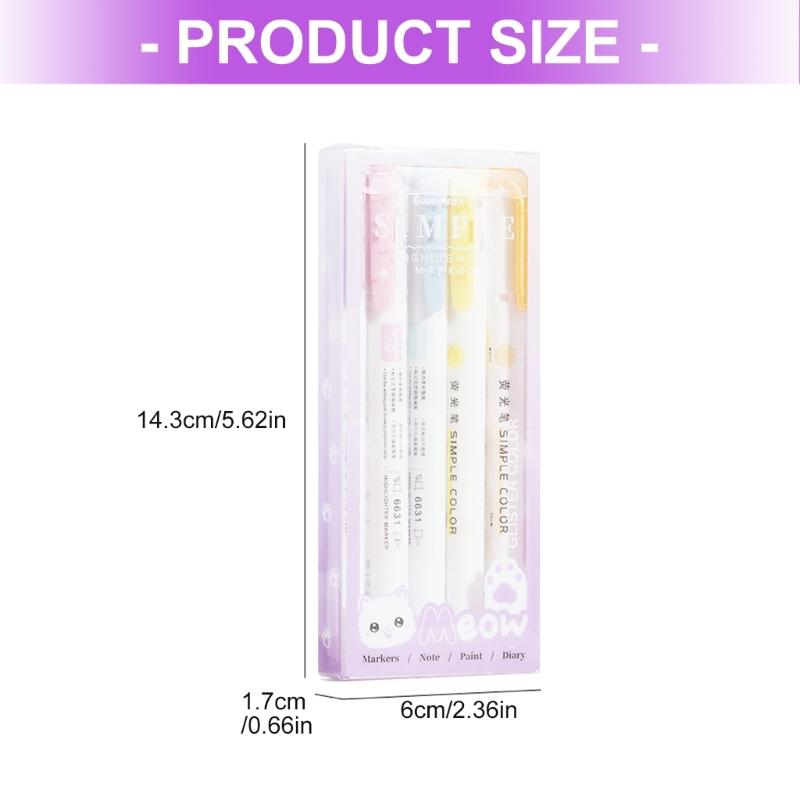 Double Ended Fluorescent Markers Gentle Color Designs Reduces Eye Strain Smooth Writing for School Office Supplies
