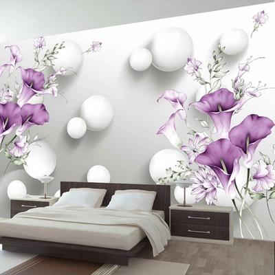 Modern 3d Wallpaper Stereo Relief Purple Calla Lily Flower Mural Living Room Bedroom Home Decor Wall Painting 3d Fresco