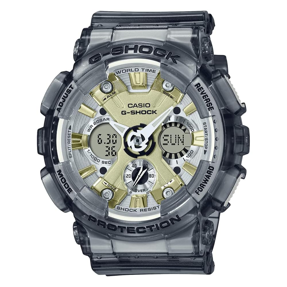 Casio G-Shock Analog Digital World Time Watch Gray Gold Modern Design