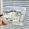 2PCS Acrylic Storage Boxes with Flip-Top Lid Transparent Container Home Organizer Space-Saving Storage for Bathroom Desk Bedroom